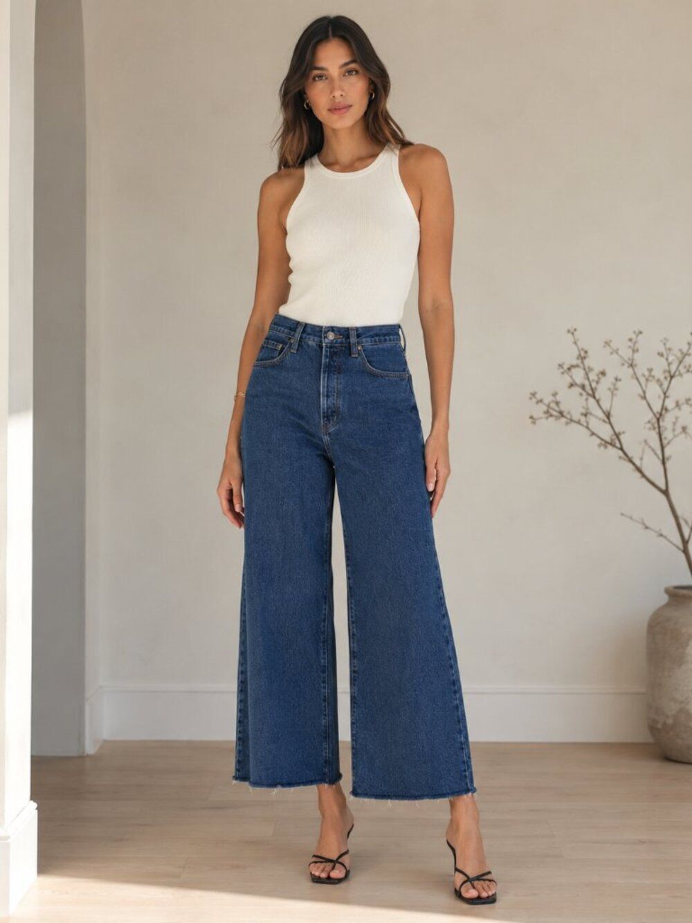 FRAME Le Low Baggy Jeans Size 26 High Rise Wide Leg Dark Wash Denim Raw Hem
